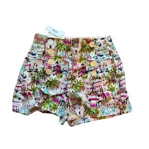J. Crew Linen Tropical Print Button Front Shorts